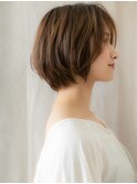 かきあげバングカーキベージュひし形ショートボブY上尾20代30代