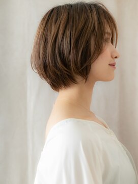 カバーヘア 上尾西口店(COVER HAIR) かきあげバングカーキベージュひし形ショートボブY上尾20代30代!