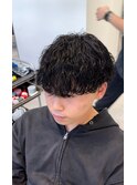 波巻きツイストスパイラルマッシュ刈り上げメンズパーマ