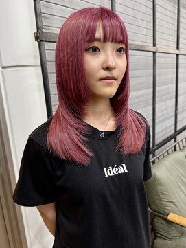 ロックス バイ マグ 松本(rocks BY MAG) 小顔見せレイヤーカット◎ピンクカラーメブリーチカラー