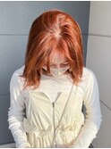 ブリーチなしオレンジカラー暖色カラーレイヤーカット