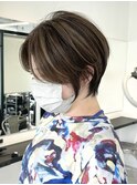 くびれショートボブ40代50代グレイカラー白髪染め白髪ぼかし