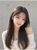 前髪エクステ20代30代大人女子　ココアブラウン　韓国人風透け感