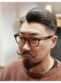 <理容室><バーバー>七三フェードツーブロックサイドパート