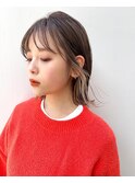 インナーカラー／インナーベージュ/切りっぱなしボブ