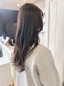 キャアリー(Caary) 福山美容室Caary 顔周りレイヤーゆるふわロングこっくりブラウン