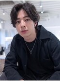 ツイストパーマ七三オールバックマッシュウルフスリークショート