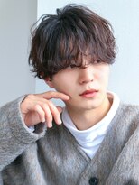 波巻きパーマメンズツイストスパイラルパーマシースルーマッシュ
