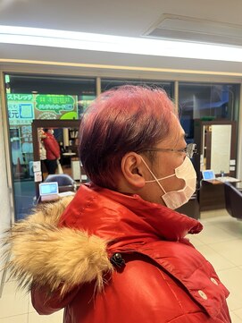 ファーレンピュアスウィート(fahren-pure-suite) メンズカット/毛流れ/パーマ風/ブリーチあり/ピンク/紫