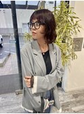 バーガンディー×レイヤーパーマ