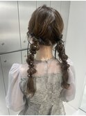 【新宿駅/新宿三丁目/ヘアセット/ツイン編みおろし/結婚式ヘア】