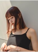 赤髪　ロブ　切りっぱなし　外ハネ