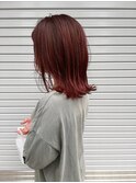 チェリーレッド_毛先パーマ ことりベージュ