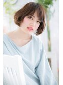 斜めバングxニュアンスカラーゆるふわくせ毛風ミニボブa1