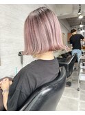 ピンクアッシュバレイヤージュ ボブ【Insta→bacio_ozawa】
