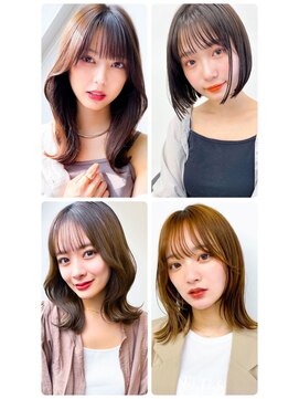 美容室フルール 20代30代40代大人かっこいいハイライトブリーチ無造作ミディ