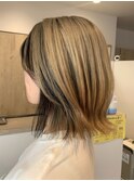 ローライトバング,ミルクティーベージュ,ブリーチカラー【草加】