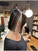 アンブレラカラ【トップ黒・中身ブリーチ＋ホワイトベージュ】