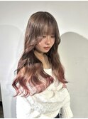 ミルクティーベージュ ナチュラルグラデーションピンク