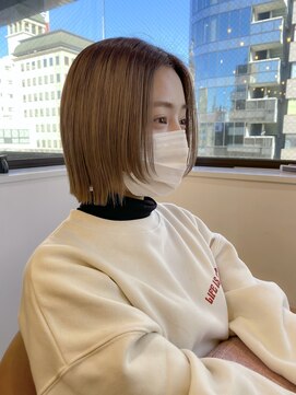 マロンベージュ/ボブ/前髪/レイヤー/髪質改善/縮毛矯正/横浜