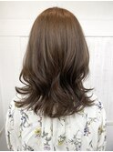 ◆オリーブベージュ/ミディアムレイヤー/イルミナ/美髪/ツヤ