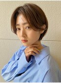 大人ショートボブ丸みショートカットマッシュショート前髪なし