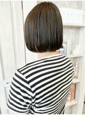 福山市美容室人気caary内巻きボブスタイルオリーブカラー