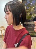 20代30代大人可愛いぱつっと重めショートボブアッシュブラック