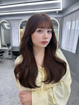 ボタン ハカタ(VOTAN hakata) 博多/韓国ヘア/顔周りカット/ぱっつん前髪/マロンブラウン/前髪