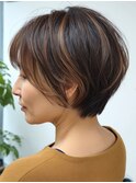 ショートボブ ハイライト 白髪ぼかし【TELA HAIR守谷店】
