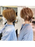 40代50代60代 ショート 白髪ぼかし 前髪あり似合わせ 安