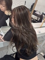 ブレンド 渋谷(BLend)&nbsp;ハイライトカラーくびれヘアアプリコットオレンジ