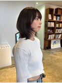 ブリーチなしダブルカラー春カラーオリーブグレーくびれミディ