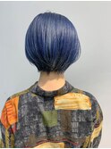 ショートボブ、ネイビーカラー、ネイビーブルー、ショートヘア