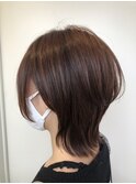【倉敷 沖/calin】ピンクベージュ レイヤーショート