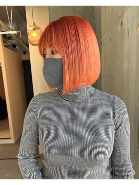 ラニヘアサロン(lani hair salon) ペールオレンジ/ショートボブ/ハイトーン【大名/天神】