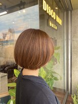 ディスコヘアー ベッロ(DISCO HAIR bello)&nbsp;オレンジブラウン×白髪ぼかしハイライト×ショートボブ