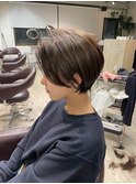 大人ショートボブ丸みショートカットマッシュショート前髪あり