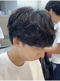 渋谷シャドウパーマメンズサロンメンズカット大きめカール無造作