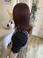 ジュエ ヘアー デザイン(Jue hair design)&nbsp;夏映えチェリーレッド×切りっぱなし外ハネボブ/知立
