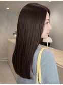 透明感ロングレイヤー/顔まわりレイヤー/ミルクティーベージュ