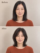 aptas 青山/表参道 白髪染め/白髪ぼかしハイライト/ボリュームアップエクステ 40代の大人ミディアム|表参道・青山