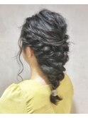 【三ツ井】黒髪 ゆるふわ 大人ガーリー 編みおろしアレンジ