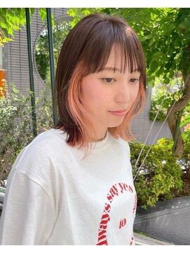 ブランシュ バイ アルティナ(Blanche by artina) ロブヘア_インナーオレンジ_チョコブラウン_ボブウルフ2