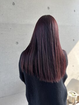 アチーブ ヘア デザイン(achieve hair design) 暖色系カシスブラウンツヤ髪ストレートロング