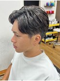 ニュアンスパーマセンターパートメンズマッシュフェザーパーマ