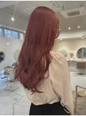 ピンクブラウン/レイヤーロング/艶髪