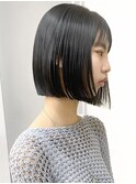 自然な縮毛矯正ストレートパーマボブブリーチなしタッセルボブ