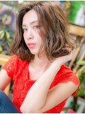 韓国風くすみベージュ波巻きゆるふわボブh4浦和20代30代40代