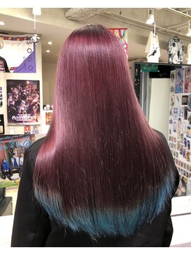 トーキョー オタクヘアー(TOKYO OTAKU HAIR) ピンクパープル 水色 推しカラー 毛先カラー 裾カラー